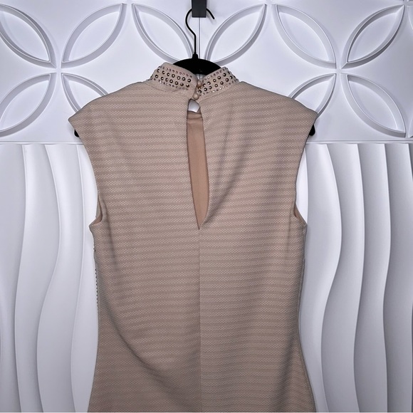 Hot Miami Styles Embellished Mini Dress with Gold Studs and Iridescent Stones - Picture 4 of 7